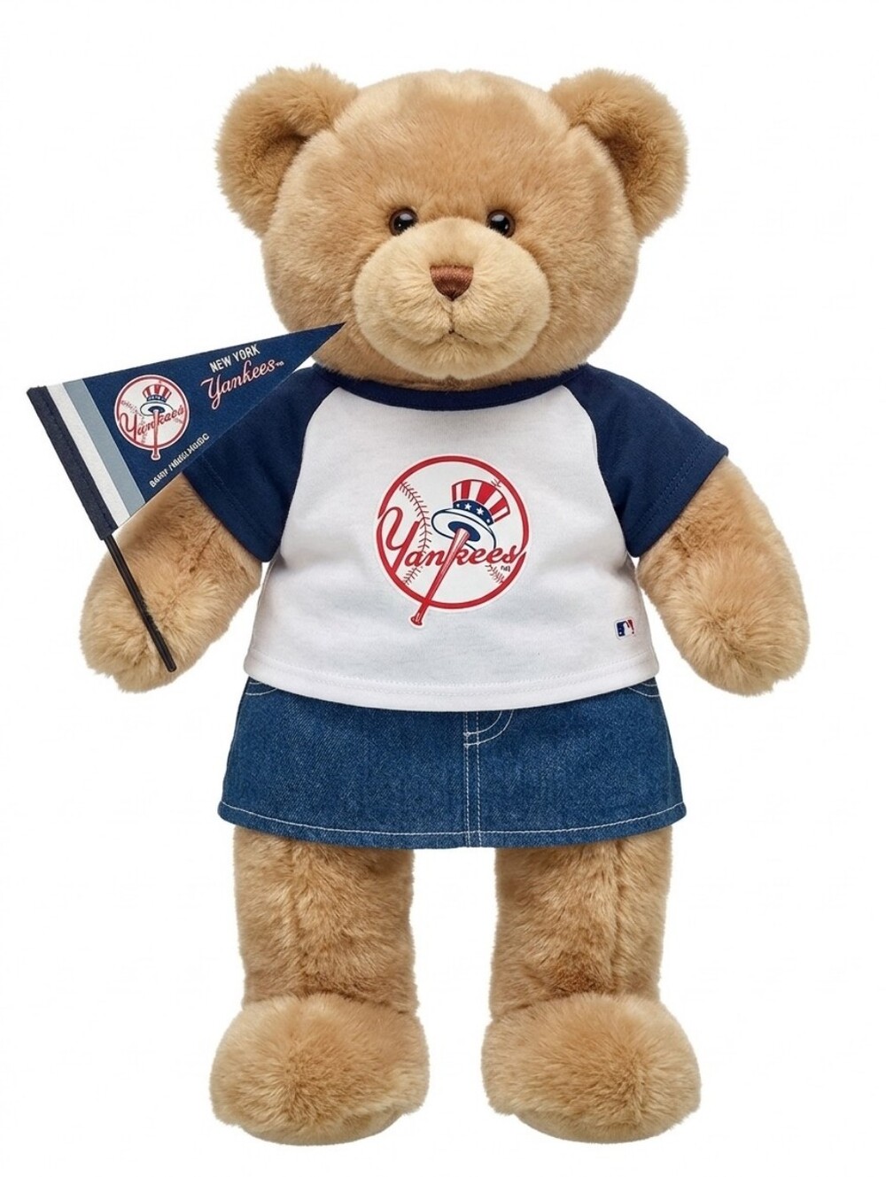 Vintage 2005 Build-A-Bear Workshop Plush New York Yankees Baseball Outfit & Flag